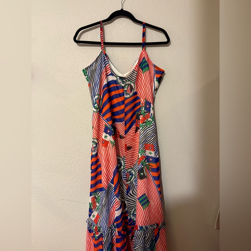 LAUREN RALPH LAUREN GEORGETTE NAUTICAL MAXI DRESS SIZE 16 - Picture 5 of 8